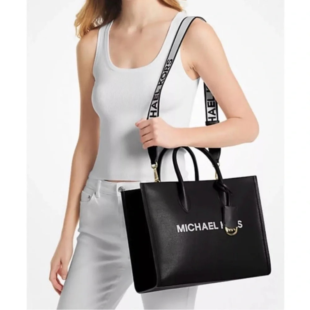 Michael Kors Morelia Black Structured Tote Bag Pebbled Leather NWT - Picture 6 of 6